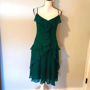 NWT Spenser Jeremey 100% silk green ruffle dress